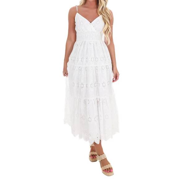 NEW FLYING TOMATO just let it be eyelet midi dress in off white - Picture 5 of 6